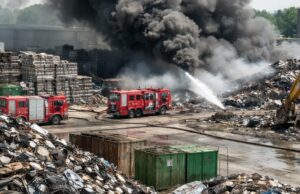 Incendio all’isola ecologica di Cavriago, intervento dei vigili del fuoco Incendio all'isola ecologica di Cavriago, intervento dei vigili del fuoco