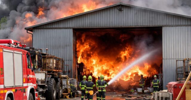 Incendio in un deposito a Castelnovo Monti, intervento dei Vigili del fuoco
