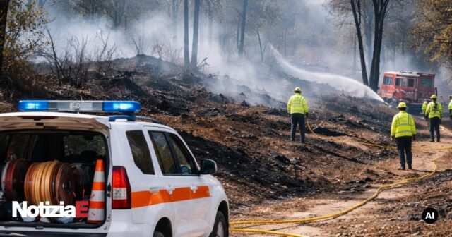 Incendio a Trinità: l'intervento della Protezione civile reggiana Incendio a Trinità: l'intervento della Protezione civile reggiana